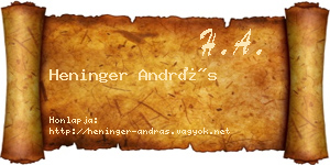 Heninger András névjegykártya
